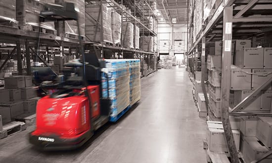 red forklift